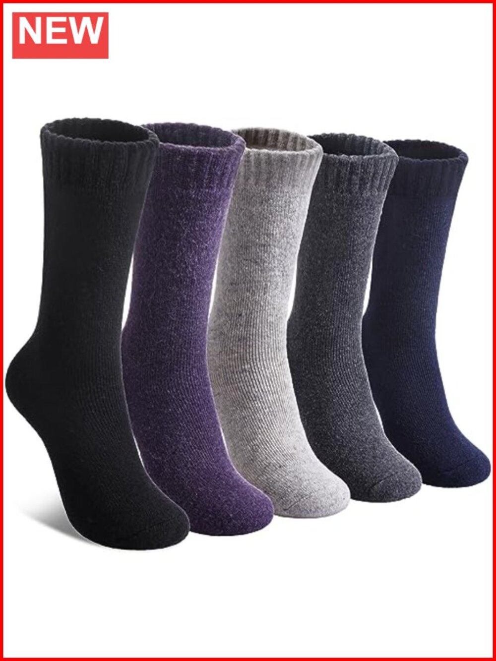 Wool Socks Women Winter Warm Hiking Thick Cozy Boot Crew Gift 5 Pairs
